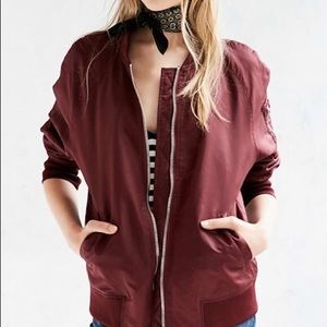 Silence + noise maroon bomber jacket S